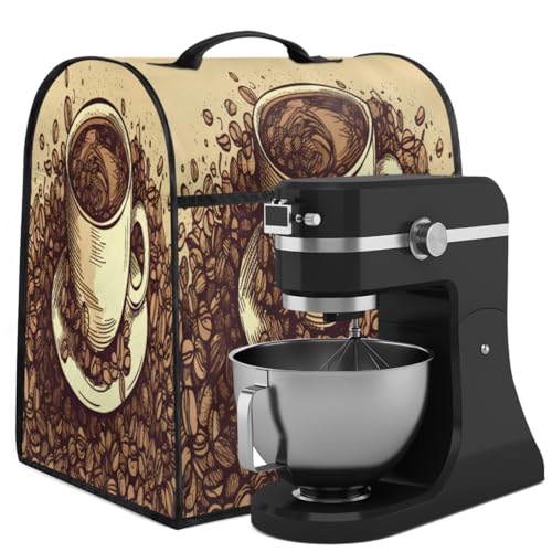 Coffee Maker Cover Vintage Coffee Pattern Kitchen Appliance Covers Small Appliance Covers Blender Cover Juicer Cover Dust Covers for Kitchen Appliances with Top Handle and Pockets,Washable,C705