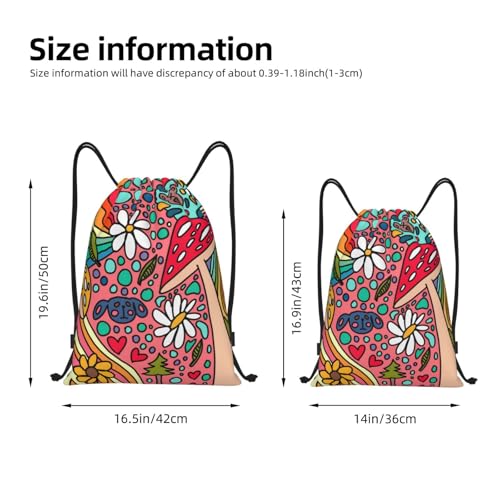 Retro Mushroom Bag for Women Men Drawstring Backpack Bag Sport Gym Sackpack Bag4