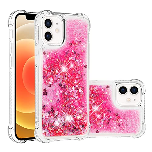 Compatible avec iPhone 12 Mini Custodia Liquido Cases Brillantini Glitter Floating Trasparente Antiurto Protettivo Phone Cover per 12 Mini Love Rose YBWTLS. silicone tpu