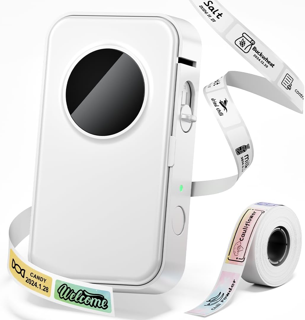 Phomemo Label Maker Machine with Tape, D35 Wireless Bluetooth Labels Maker Portable Mini Label Printer, Easy to Use with Smartphone Small Sticker Labeler Multiple Templates for Home Office organizing