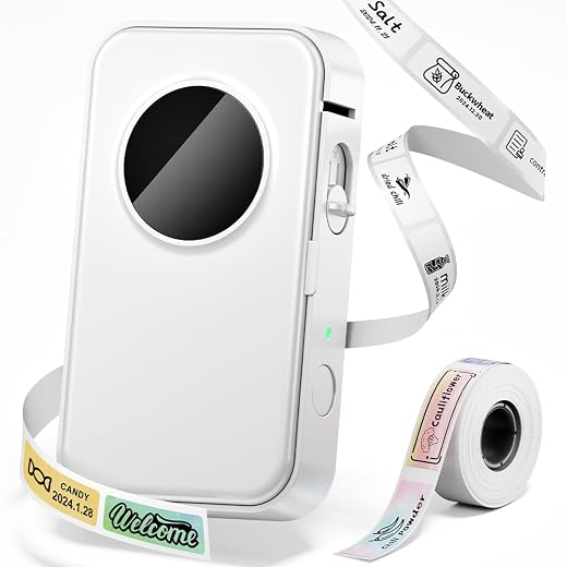 Phomemo Label Maker Machine with Tape, D35 Wireless Bluetooth Labels Maker Portable Mini Label Printer, Easy to Use with Smartphone Small Sticker Labeler Multiple Templates for Home Office organizing