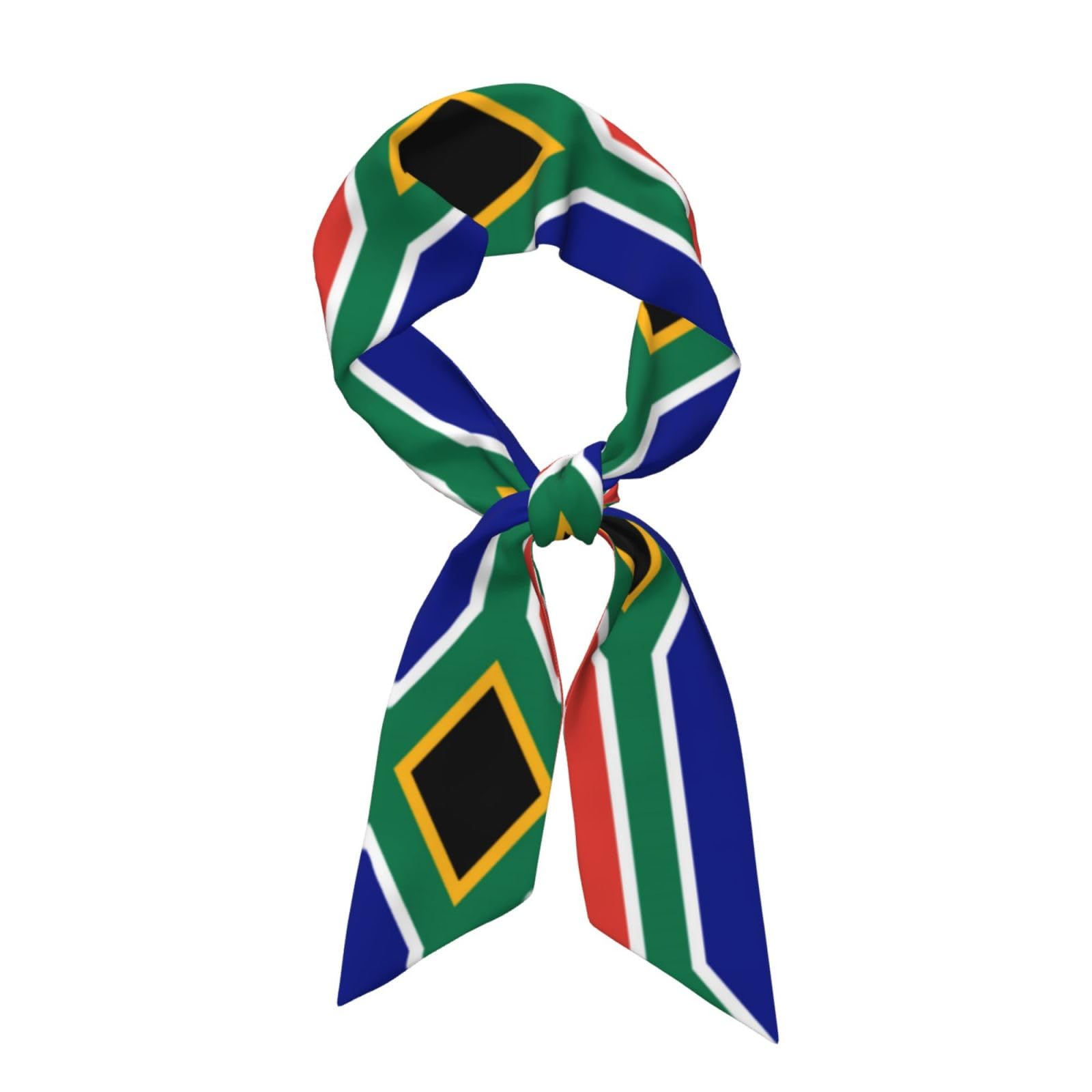 WZYWHJ South African flag Printed Women's long strip silk scarf, soft and silky satin headscarf