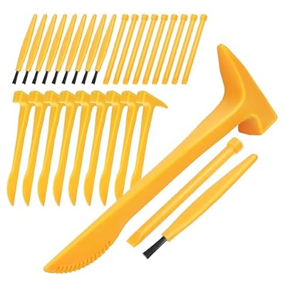 10 Set Excavation Tool Kit: Dino Fossils Dig Kit for Kids, Bulk Archaeology Dig Tools with Mini Hammer Chisel and Brush for Fossil Gem Digging, Science Toy
