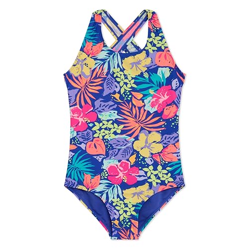 Image of Lands' End Girls' UPF 50+ Stretch Crisscross Back One Piece Swimsuit