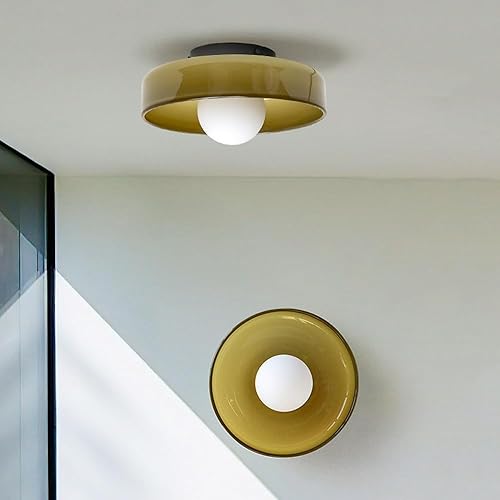 Miniatura 5 de Mid Century Modern Ceiling Light Orange Green Glass Close to Ceiling Lamp Vintage Hallway Lighting for Kitchen Foyer Entryway Staircase Bedroom