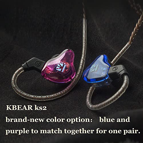 Image of KBEAR KS2 IEM with 1BA1DD in Ear Headphone, Wired Earbuds HiFi Over Ear Earbud Earphones in Ear Monitor Noise Cancelling Hybrid Earphone with Premium microphone for Running Walking (Without Mic, Blue)