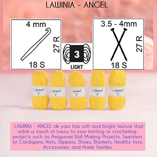 LAWINIA - Angel Premium Ultra Soft Double Knitting Wool 100g Balls x 5-280m 100% Acrylic Oeko-TEX Certified, Hypoallergenic & Vegan, Acrylic DK Wool for Knitting and Crochet Yarn Dk Knitting Yarn - Image 2