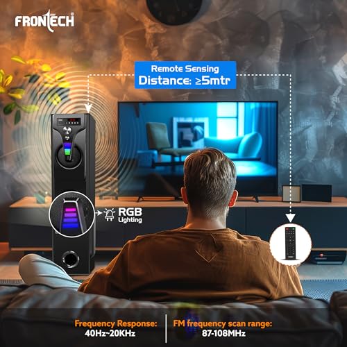 FRONTECH CRUX-165 Series 60 Watt Tower Speaker with Bluetooth 5.0 Wireless Technology with LED Digital Display and USB Port and Wired Mic for Karaoke with Volume Control (SW-0165) 7 51r0CMutHML