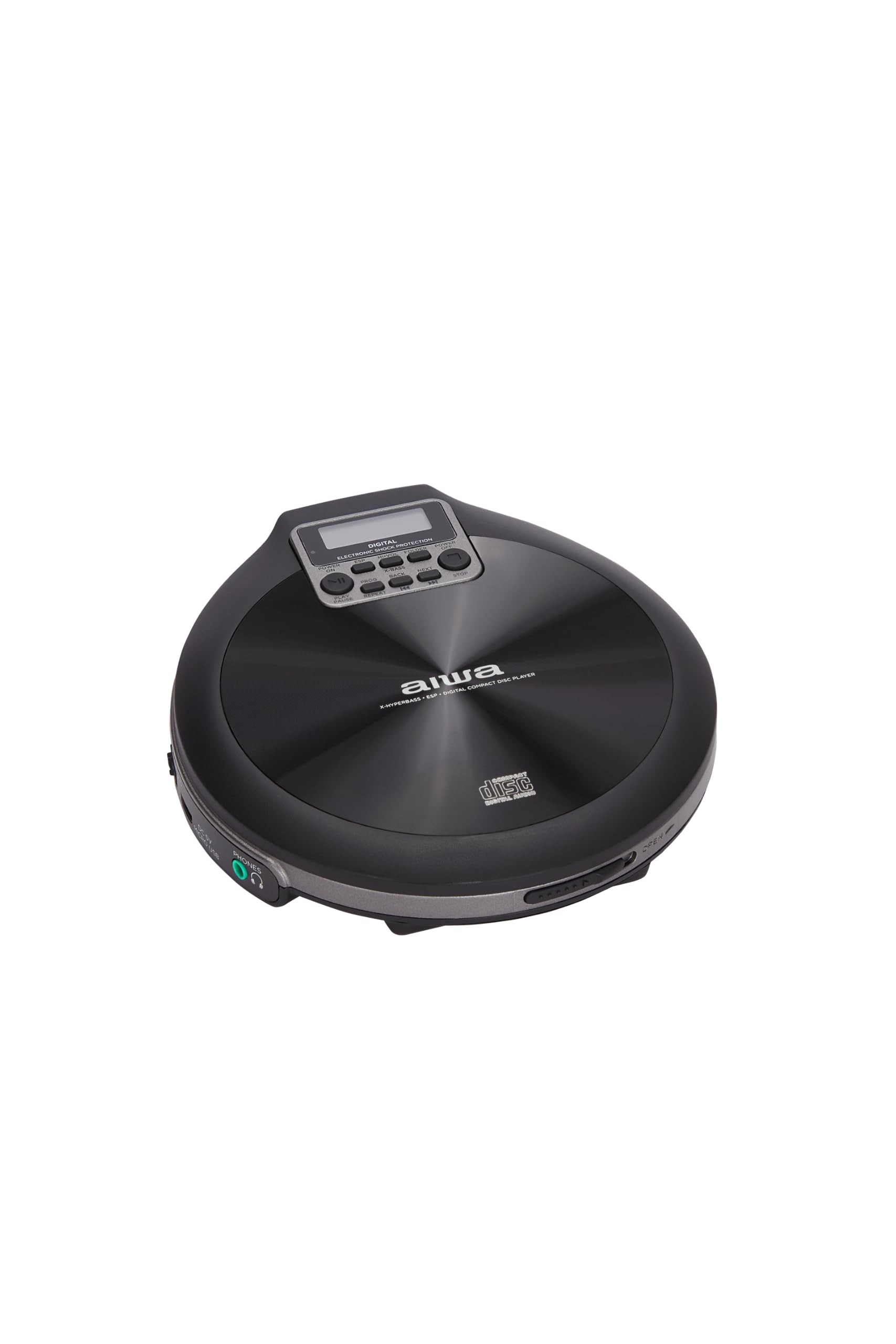 Aiwa Lettore CD Portatile PCP-850 (Nero) MP3 Ricaricabile Hyper Bass | Compatibile con CD, CD-R, CD-RW e file MP3. Batteria ricaricabile con autonomia fino a 8 ore.