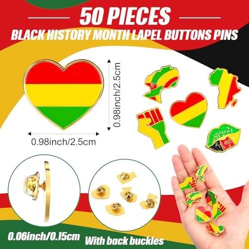 Image of Quelay 50 Pcs Juneteenth Pin Button 0.98 Inch Black American Independence Day Lives Matter Button Badge 1865 Brooch for Black History Month African American Party Favor Supplies