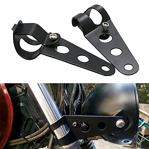 Anki HappiGo ANKIA Universal 33mm-43mm Metal Motorcycle Modified Headlight Mount Brackets Clamp Fork Ear for Motorcycle Chopper Cafe Racer (Black)