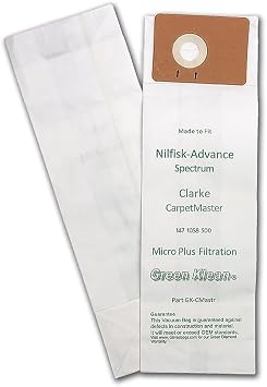 Replacement Vacuum Bags, Fits Advance Spectrum S12, D12, S15, D15, GU & Clarke CarpetMaster, 10/pkGK-CMASTR-P