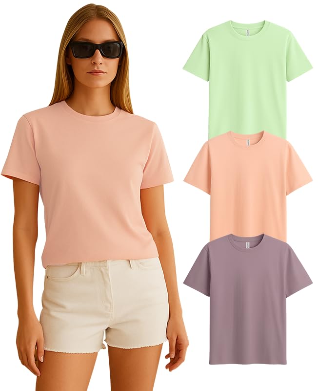 Image of SLEEPY NUTS Women's Plain Round Neck Regular Fit Half Sleeve Cotton T Shirt