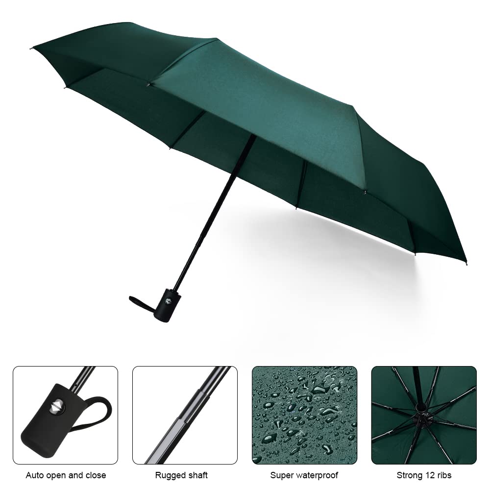 Vicloon Ombrello Pieghevole Compatto Anti-Tempesta, Ombrello Antivento Automatico per Uomo, Ombrello Portatile Automatico Pieghevole Compatto Resistente Leggero con 8 Stecche Rinforzate in Teflon