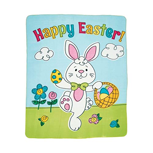 Bunny w/ Basket of Eggs Easter Throw Blanket 50