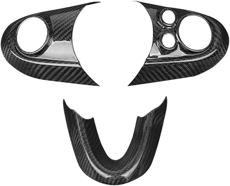 Dry Carbon Fiber Steering Wheel Sticker Cover Dashboard Caps Decal Trim Case for Mini Cooper One F54 Clubman F55 F56 Hatchback F57 Convertible F60 Countryman 2022+ (High Configuration Version)