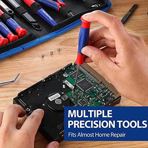 Workpro 33Pcs Precision Repair Tool Set Includes Pliers Set, Screwdrivers Set, Craft & Utility Knife, Tweezers, Electronic Repair Tool Kit With Pouch For Laptops, Phones, Computer & Gaming Accessories #TOP4