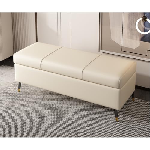 Banc ottoman de rangement en cuir PU pour cacher le désordre du bout de lit