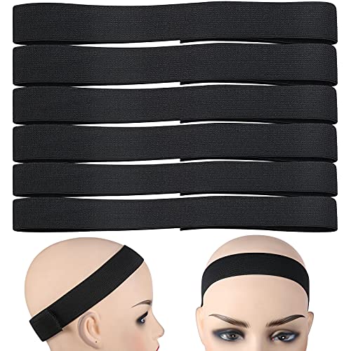 6 Pieces Wig Edge Elastic Band Adjustable Elastic Band for Wigs Salon Edge Grip Band 2.5 cm, 3 cm, 3.5 cm for Making Wig Non-Slip Fixing Band, 23.6 Inch in Length