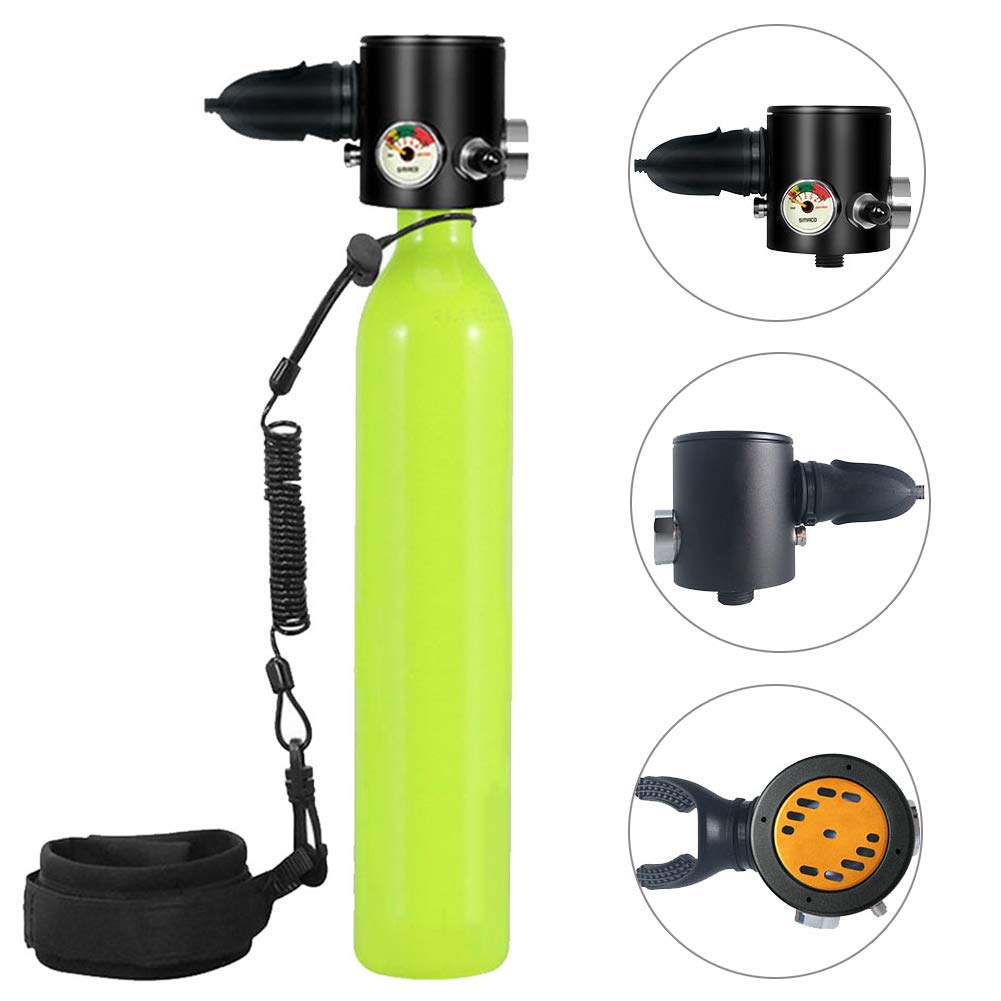POEO 0.5L Scuba Diving Tank Equipment, Portable Underwater Respirator with Pressure & Corrosion Resistant Aviation Aluminum for Diving Enthusiasts