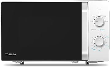 Toshiba MW2-MM20P(WH) Microwave Standard, 20 Litres, 800 W, 5 Power Levels with Practical Defrost Function, LED Lighting Indoor/White