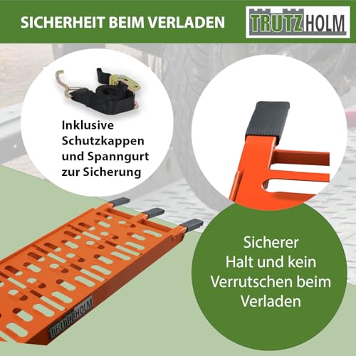 TRUTZHOLM 2 x Auffahrrampe klappbar 228 cm Traglast 680 kg Alu orange gelocht Motorradrampen Verladerampen