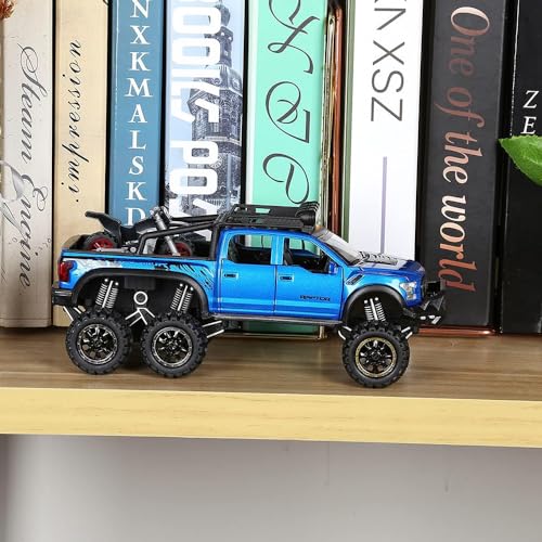 Image of Exclusive 1:24 Raptor Toy Car Metal Diecast Car For Kids Pull Back Die Cast Metal Pullback Toy Car With Openable Doors Light Music Boys Gifts Toys, Multicolor