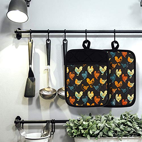 Red Lmldeta OVEN MITTS Pot Holders Set Of 2 Heat Resistant 480 ℉Non Slip Clear Silicone Printed Comfortable Cotton Lining Kitchen Women Men Cooking Baking Microwave Machine Washable thumb #7