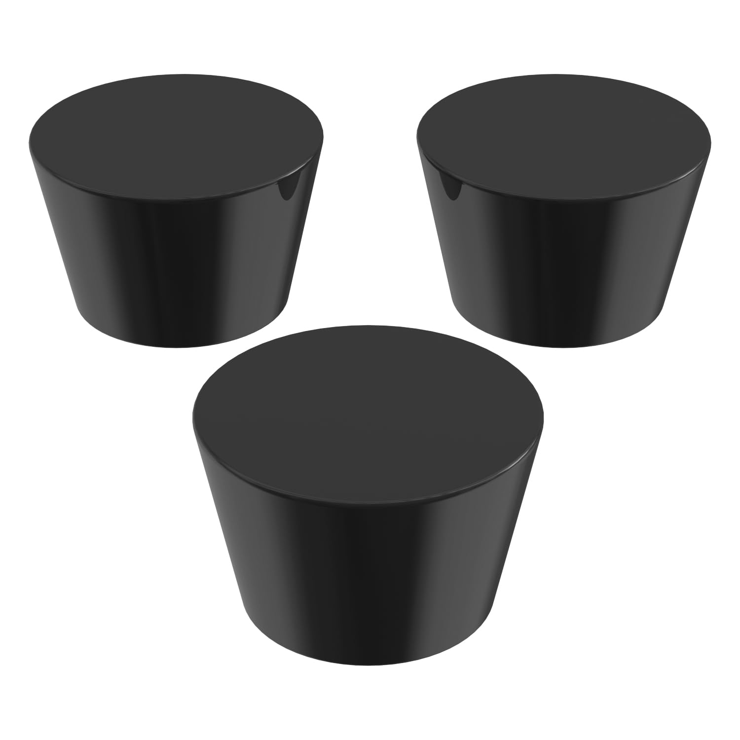 BOQIIKAR 3Pcs Rubber Tapered Plug, Waterproof Round Rubber Stoppers Bottle Seal Plugs Tube Pipe End Caps for 23mm to 27mm Hole for Bathtub Bottle, Lab Home Flasks Glass Containers Test Tube, Black
