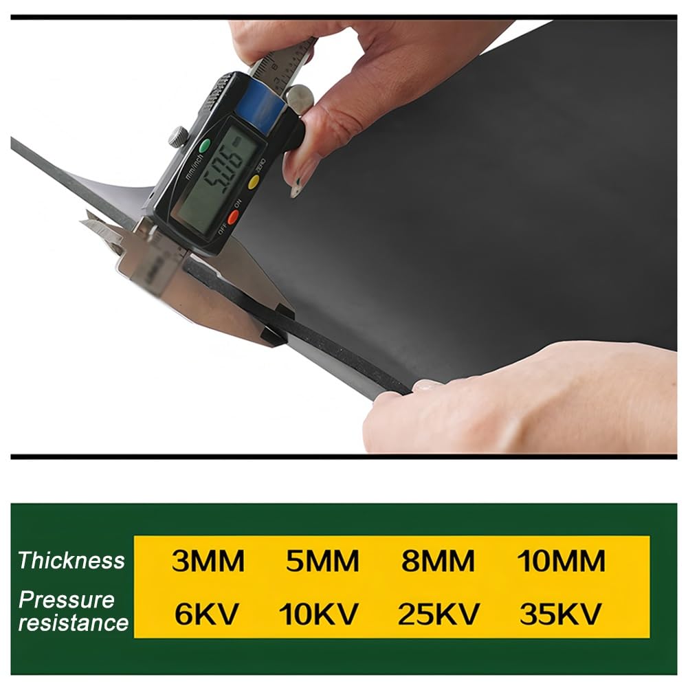 Alfombra Aislante Eléctrica De Caucho, Alfombra Dieléctrica No Conductora De Alta Resistencia para Cuadros Eléctricos, Recortable, Impermeable Y Antideslizante(8mm-1x2m/3.3x6.6ft)