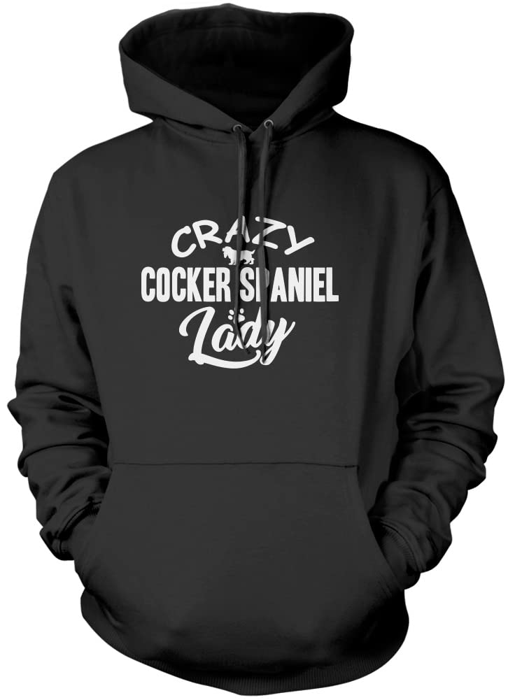Crazy Cocker Spaniel Lady Unisex Hoodie - Black Medium