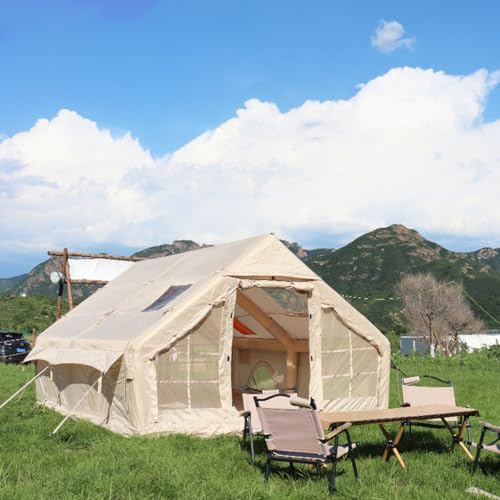 UNISTRENGH Outdoor Inflation Tent Glamping Fishing Camping Easy Setup Popping Up Tent Privacy Screen House Room Sun Shelters (13'Lx9.8'Wx6.89'H (4X3X2.1m), Beige)