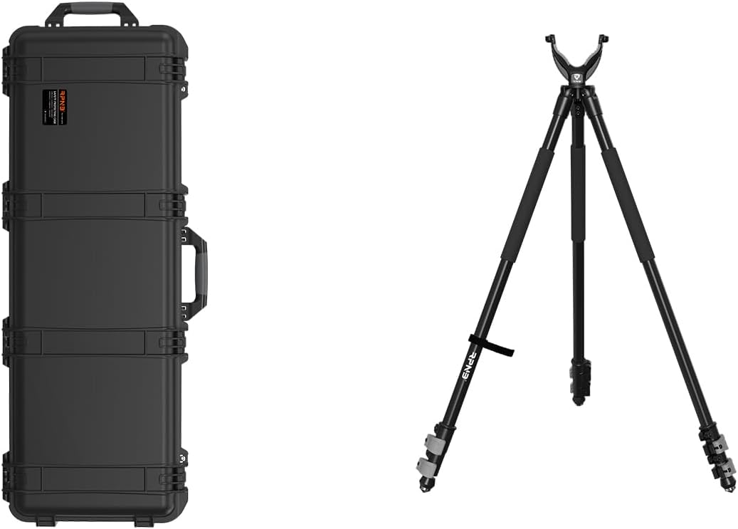 RPNB 1 of 44.64 Inches All Weather Hard Case, 1 of Shooting Tripod with Removable 360º V Yoke Rest, Bundle