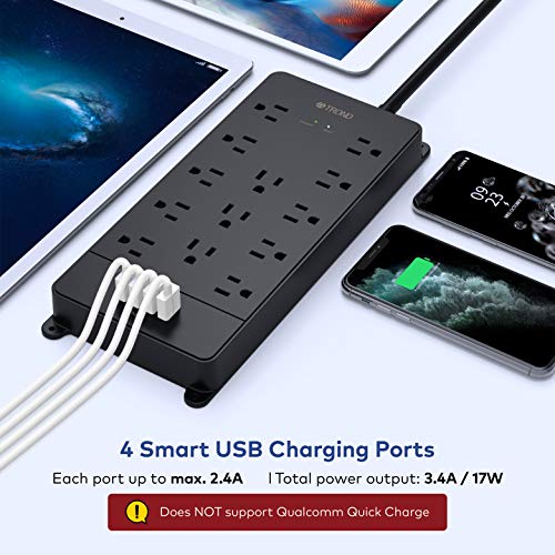 Image of TROND 13 Widely-Spaced Outlets Expansion with 4 USB Ports & TROND Ultra Thin Extension Cord with 2 USB-A and 1 USB-C Port