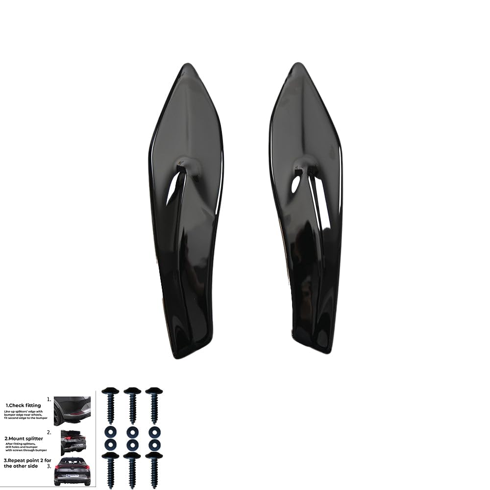 Oneway Jupes de pare-chocs arrière (coins) compatible avec Audi A3 8Y Sportback S3/S-Line 2020-2024 - Noir brillant