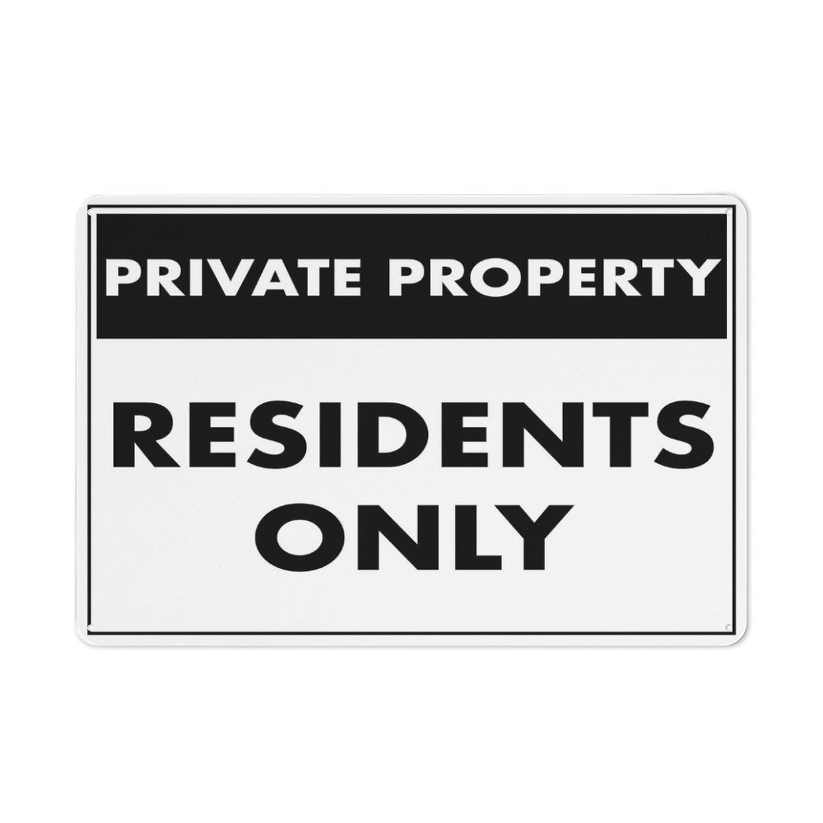 Private Property (Residents Only) Sign, 8x12 Inch Tin Wall Decor for Garden & Yard