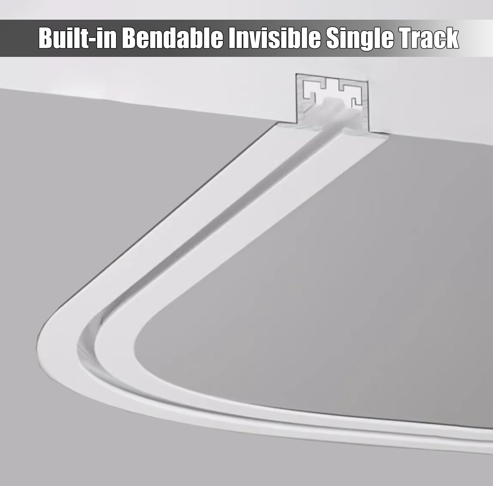 Binario flessibile da soffitto pieghevole da incasso per letti a castello, 1,9 m, montaggio adiubile, perfetto per divisori e spazi creativi