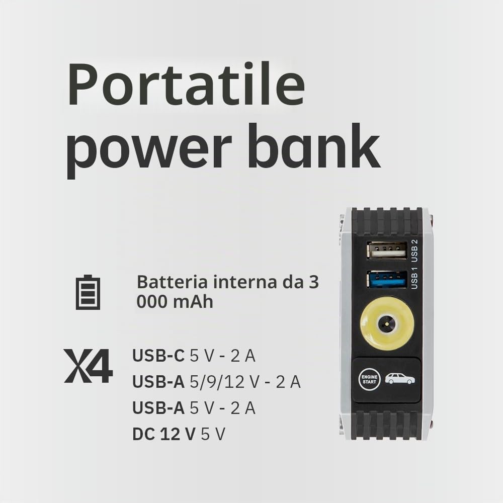 GYS, Nomad Power 501, Avviatore/Booster Batteria Litio Portatile 1500A, Veicoli 12 V (Moto, Auto), Avvio Sicuro, Batteria Esterna 5,25 Ah (PowerBank), Lampada LED, Schermo LCD