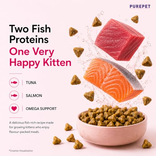 Image of Purepet Kitten Dry Cat Food 1.2kg Pack | Tuna & Salmon Flavour | Active Behaviour | Hairball Control |Urinary Tract Health | Nutrient Rich | Minerals