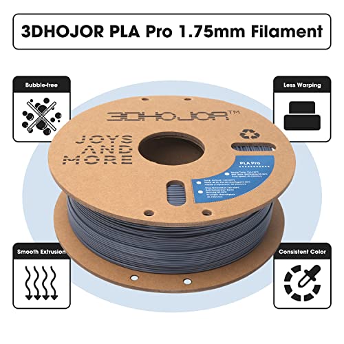 Image of 3DHoJor PLA Pro (Plus) Filament 1.75mm, 3D Printer Filament PLA+, Cardboard Spool 3D Printing Filament, Dimensional Accuracy + /- 0.03 mm, Grey, 1kg