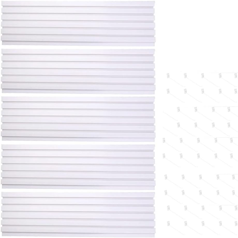 PVC Plastic Slatwall Panel, Accessories Stores Shows Slat Wall Panels, Wall-Mounted Pegboard Display Stand， Selling Rack Organizer for Store Home(40X1.5X22cm/15.7X0.6X8.7in-5pcs)