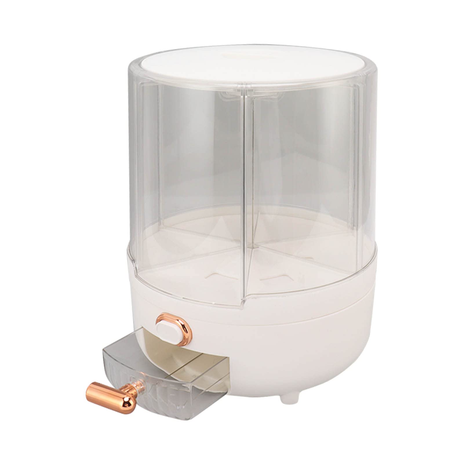Dispenser per Riso 6 Scomparti, Contenitore per Cereali Rotante 360° con Capacità 11,8kg, per Stoccaggio Alimenti Secchi Trasparente, Rimozione Intelligente con un Click (Grande)