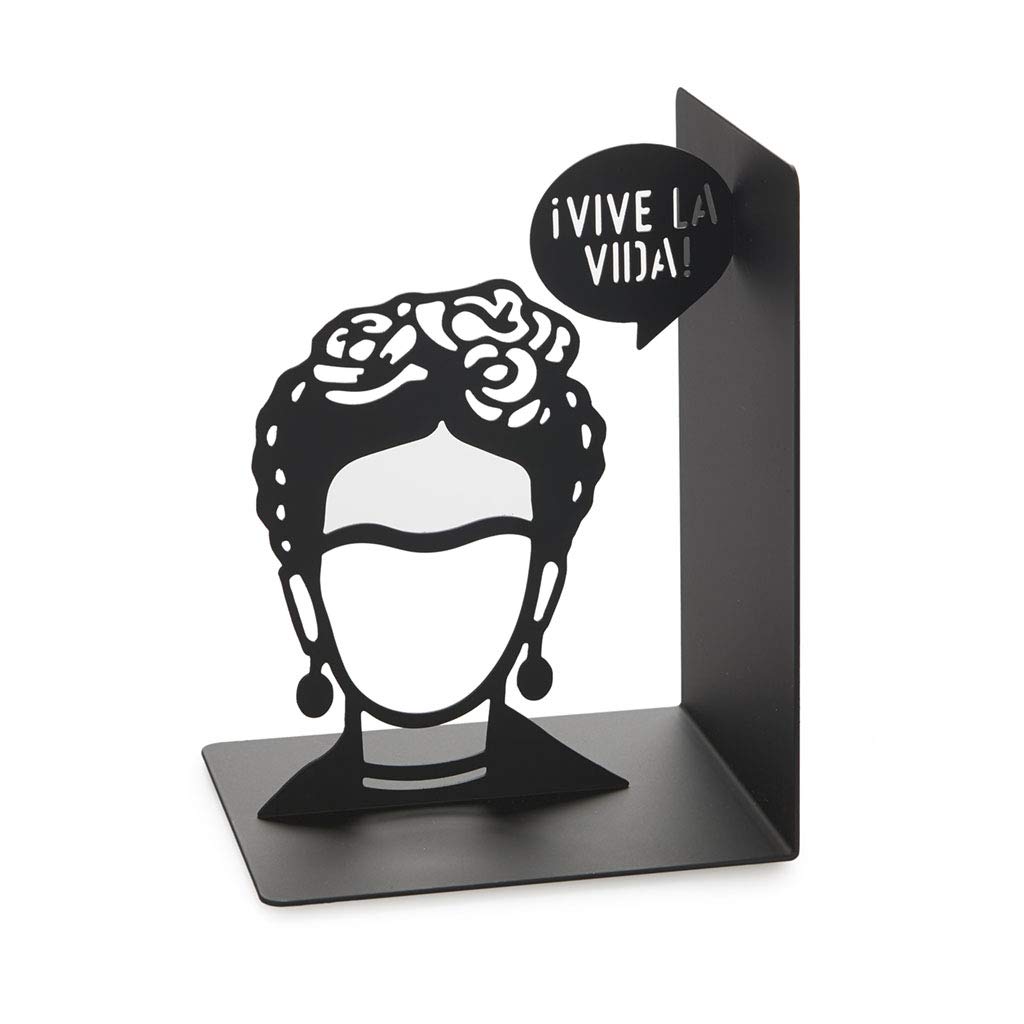 Balvi Buchstütze Frida Schwarz Farbe Buchstütze dekorative Figur mit der ikonischen Frida Eisen 17 cm
