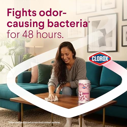 Image of Clorox Scentiva Disinfecting Wipes, Cherry Blossom and Peach, Antibacterial, 75 Count