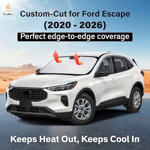 Image of Econour Windshield Sunshade for Ford Escape 2020-2024 2025 2026, Sun Visor for Front Windshield & Window Sun Shade Cover, UV Heat Blocker & Protector, Car Accessories