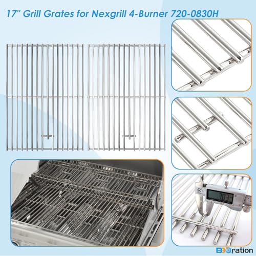 Image of 17 inch Grill Grates for Nexgrill 4-Burner 720-0830H 720-0783E Nexgrill Replacement Parts 5 Burner 720-0888N 720-0888 720-0697, Cooking Grate Grill Parts for Kenmore, Uniflame and More