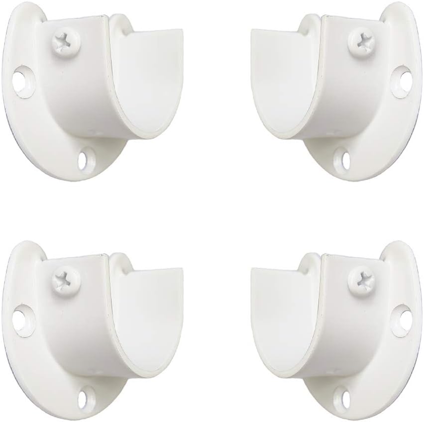 White Edition - Soporte para barra de armario de acero inoxidable, soporte de enchufe de tipo abierto en forma de U, soporte de armario, barra de