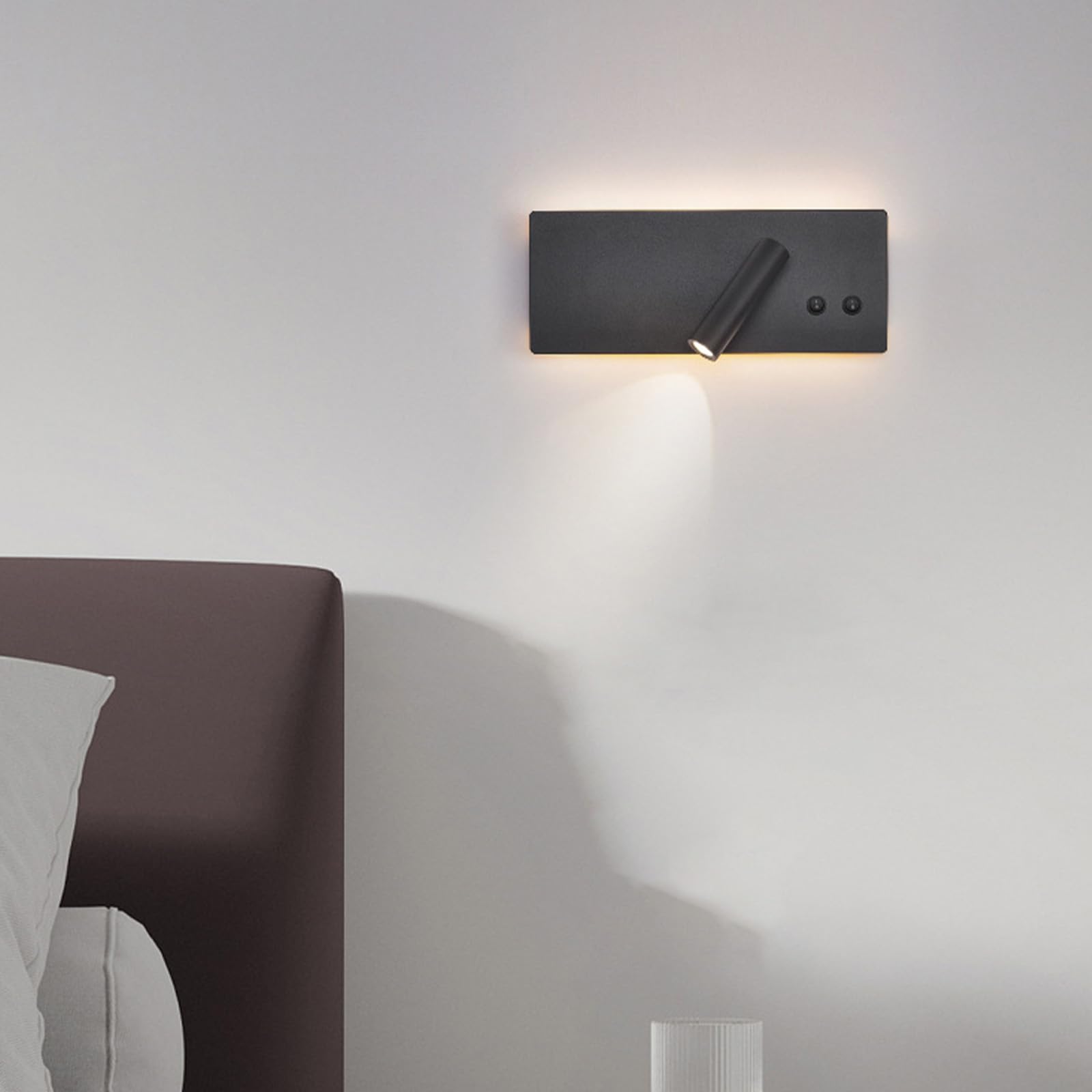 LED Wandleuchte Innen Leselampen mit 2 Schalter Moderne Wandbeleuchtung 350° Drehbar Verstellbar Spot Wandlampen Aluminium für Schlafzimmer Nachttisch Wohnzimmer (Weiß Rechts,Warmes Licht)