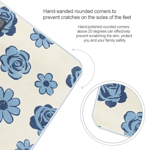 Báscula digital para baño con diseño azul de flores miniatura 4