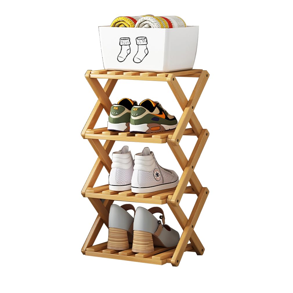 Scarpiera a 4 ripiani, piccola, portatile, pieghevole, senza installazione, piccola scarpiera perfetta per corridoi, camere da letto e piccoli spazi (4 livelli)